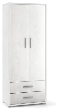 Armadio 2 Ante 2 Cassetti 71x182x41 cm Ossido Bianco