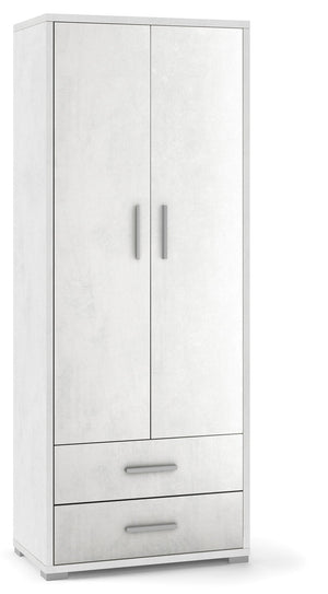 Armadio 2 Ante 2 Cassetti 71x182x41 cm Ossido Bianco