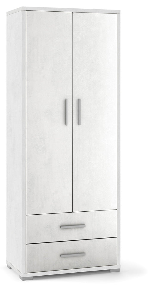 Armadio 2 Ante 2 Cassetti 71x182x41 cm Ossido Bianco