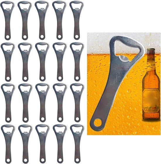 Flesopener a Bordo da 20 pezzi in Acciaio Inox - 9 cm Flesapertura per Bar e Ristoranti (Argento)