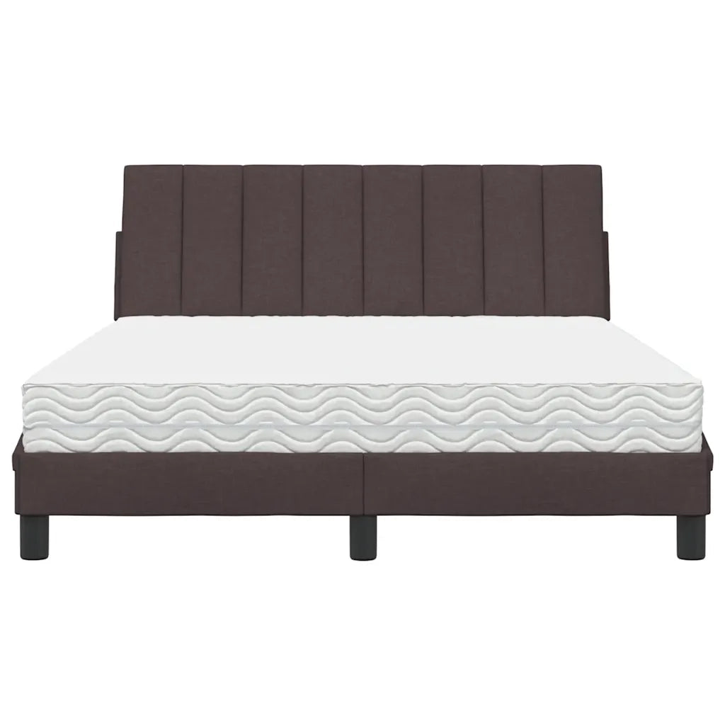 Letto con Materasso Hanko Marrone Scuro 140x190cm Tessuto 3310527