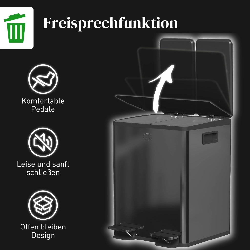 Doppelm¨¹lleimer Pedale ¨C zephmum ¨C Acciaio Inox Plastica 2x20L