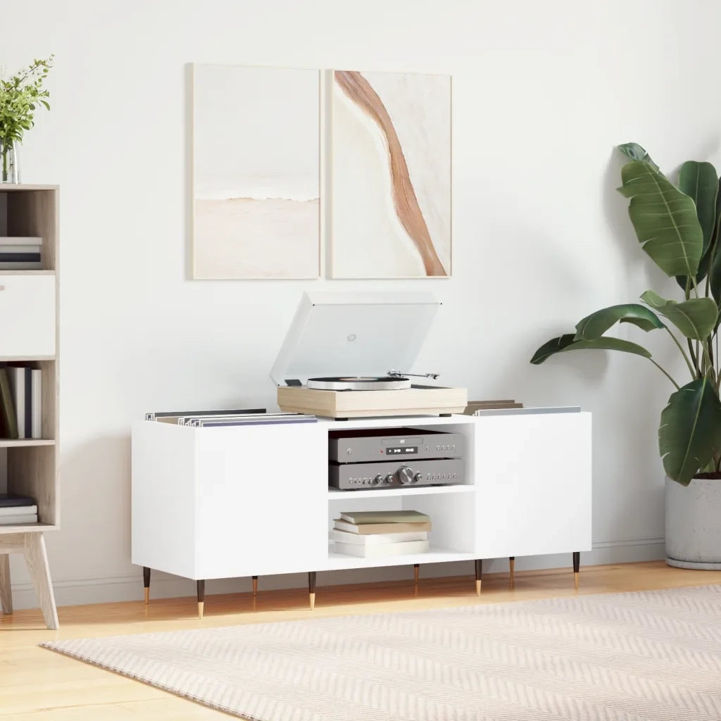 Mobile Porta Dischi Bianco 121x38x48 cm in Legno Multistrato 831668