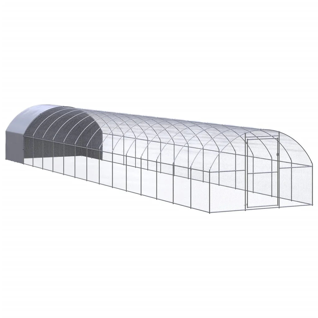 Pollaio/recinto/gabbia per polli da esterno 3 x 16 x 2 m acciaio zincato argento 02_0044003