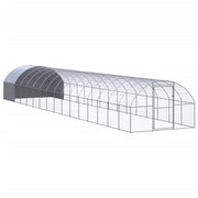 Pollaio/recinto/gabbia per polli da esterno 3 x 16 x 2 m acciaio zincato argento 02_0044003