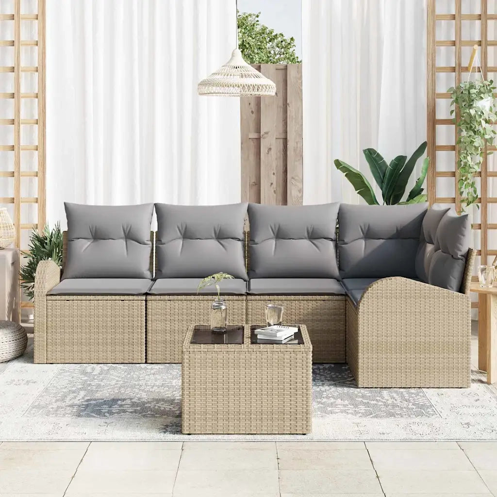 Set di divani con cuscino 6 pcs Beige Poliestere
