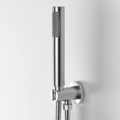 Kit doccia completo satinato in acciaio inox con doccetta in ottone