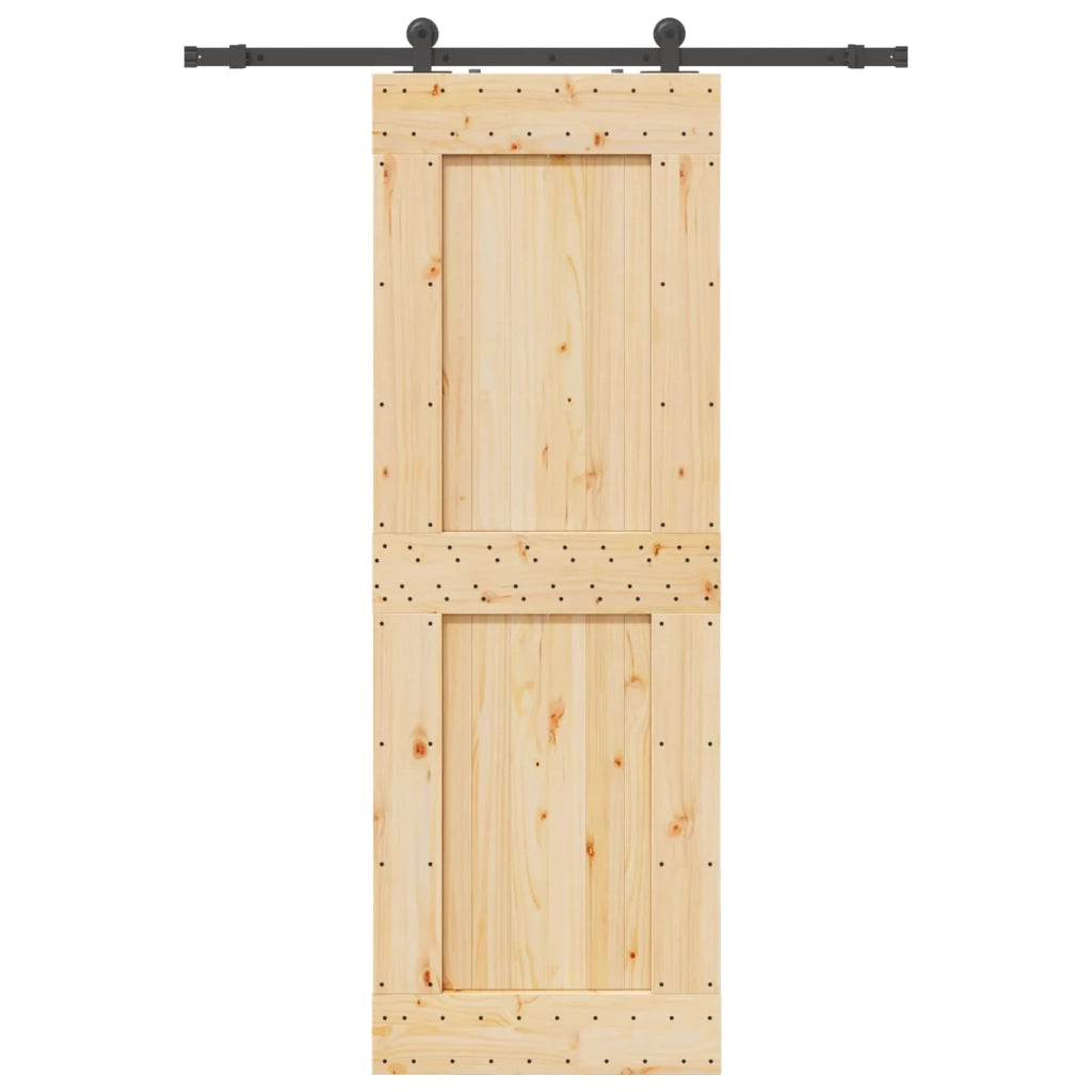 Porta scorrevole NARVIK Naturale e Nero 80 x 210 cm (152,5 cm)