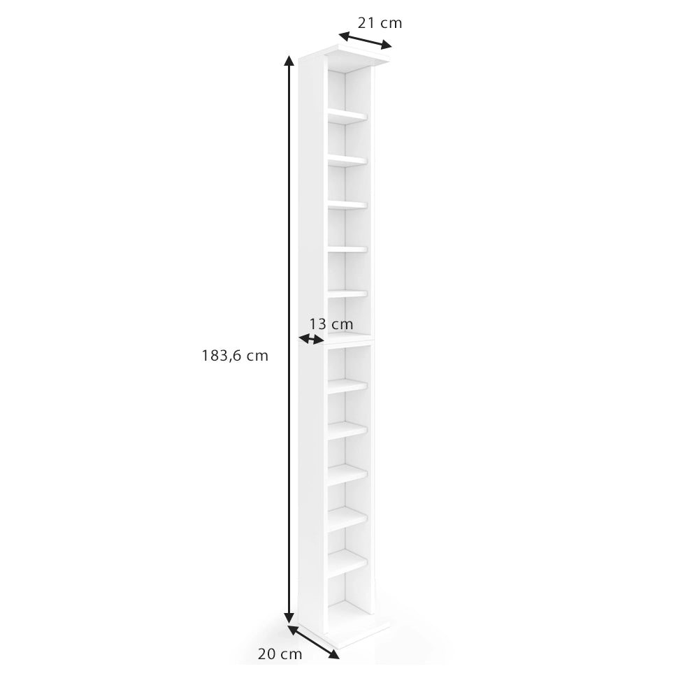 Vicco Scaffale per CD Bianco 21 x 91.8 cm Set grande da 2