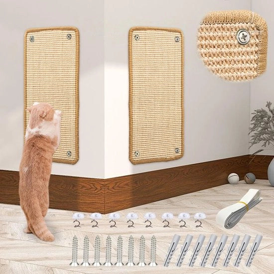 Matto per gatto a due pezzi, Matto per gatto in sisal, Matto per gatto con adesivo, Matto per gatto 50 × 25 cm (beige)