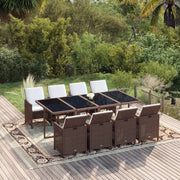 Set da Pranzo per Giardino 9 pz con Cuscini Polyrattan Marrone cod mxl 38858