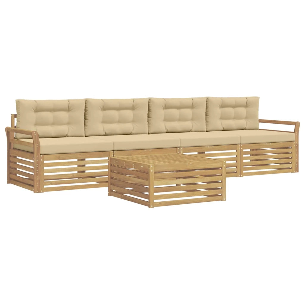 Set di divani da esterno 5 pcs Bianco e Beige 3390008