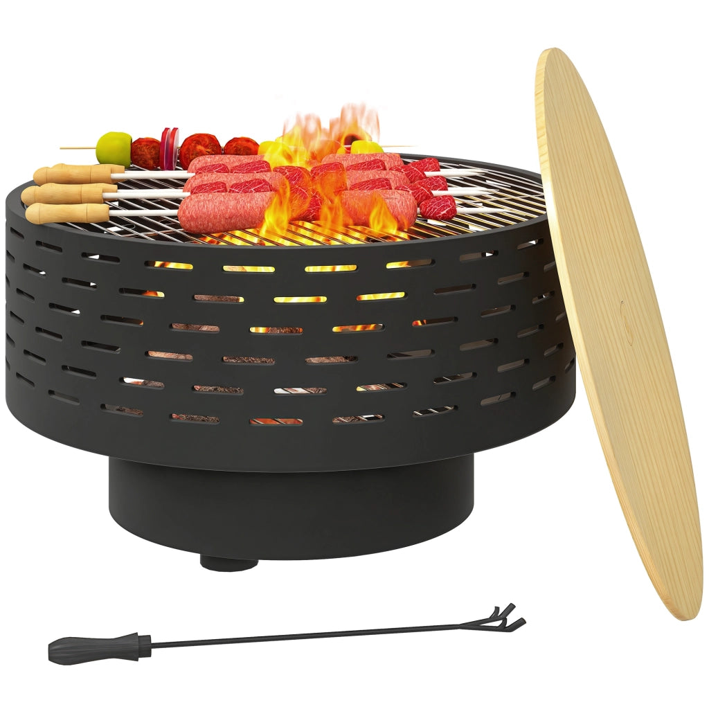 Braciere 3 in 1 ¨C Xylo ¨C acciaio con griglia, parafuoco e attizzatoio ?60x39cm grigio