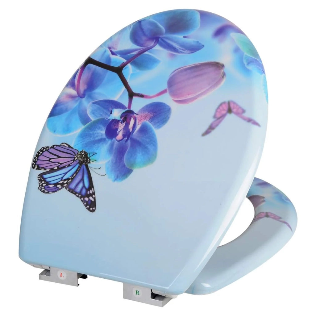 Sedile WC con abbassamento automatico in duroplastica con motivo a farfalla - viola 19_0000694