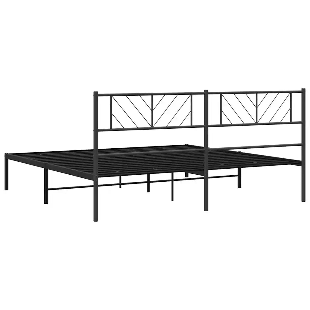 Giroletto con Testiera in Metallo Nero 193x203 cm