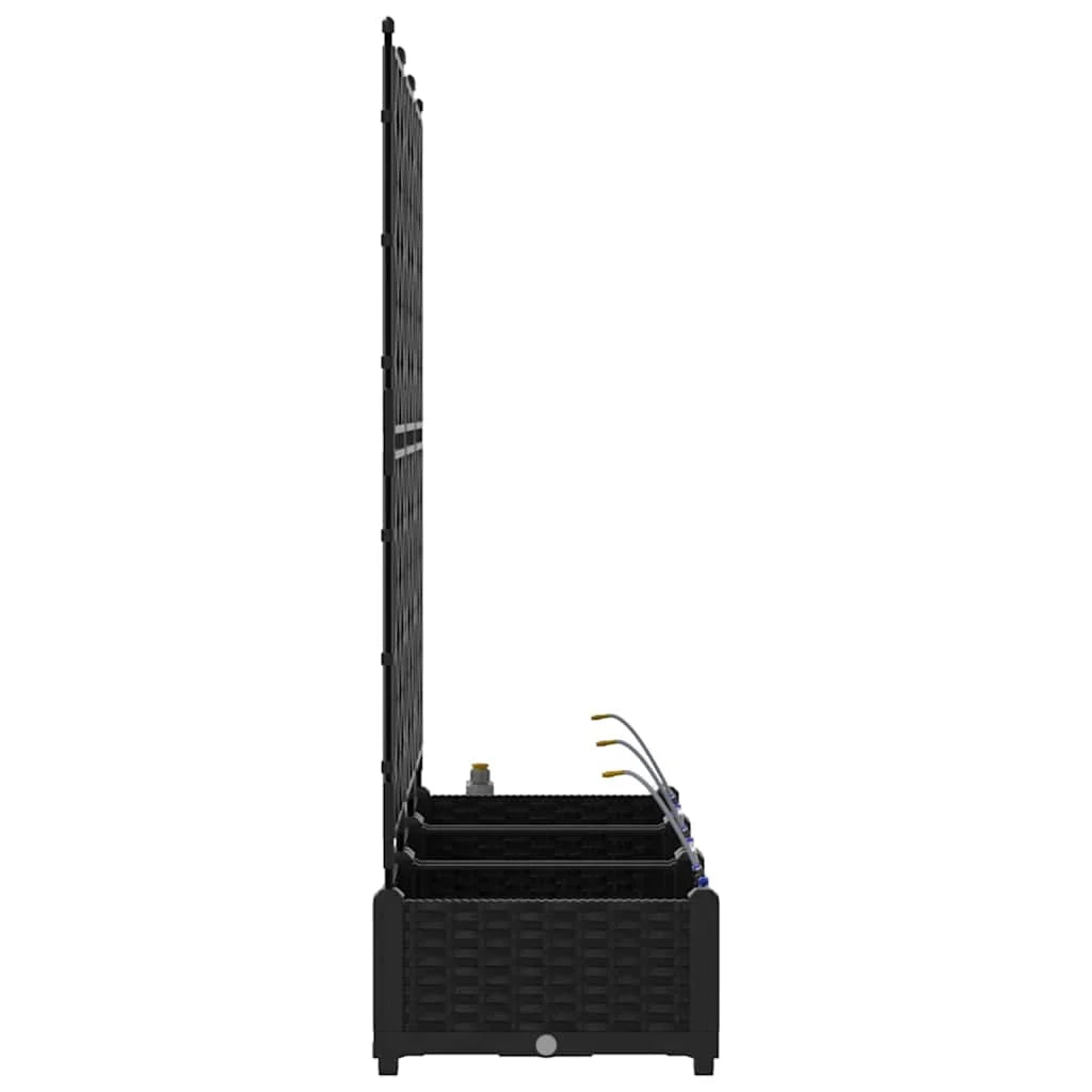 Set di 3 fioriere da giardino moderne 120 x 40 x 126 cm con sistema di irrigazione in acciaio nero 02_0058550