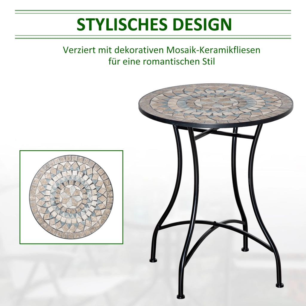 Tavolo da pranzo per giardino rotondo ¨C zephmum ¨C verde, beige, bianco, ?60 cm