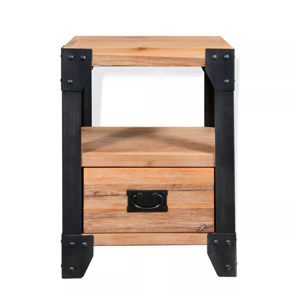 Comodino comodino cassettiera armadio mobili camera da letto legno di acacia acciaio 40 x 30 x 54 cm 1402125