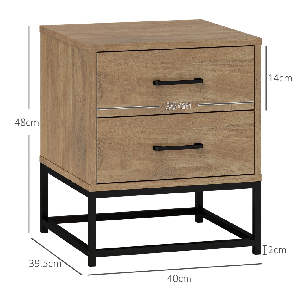 Set 2 Comodini Stile Industriale 40x39,5x48 cm in Legno e Acciaio