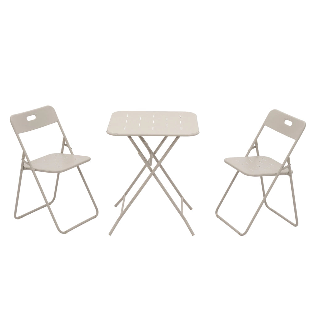 Set bistr貌 pieghevole 60x60x73 cm; per 2 persone; acciaio beige