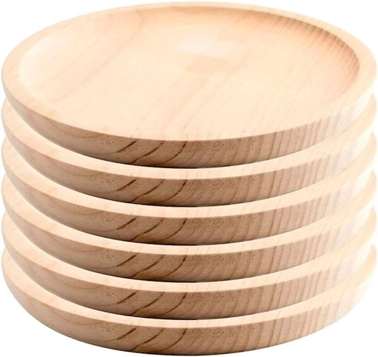 Piatti di legno rotondi per servizio - Adatti per formaggi e carni - Set da 6 - Ø 20 cm