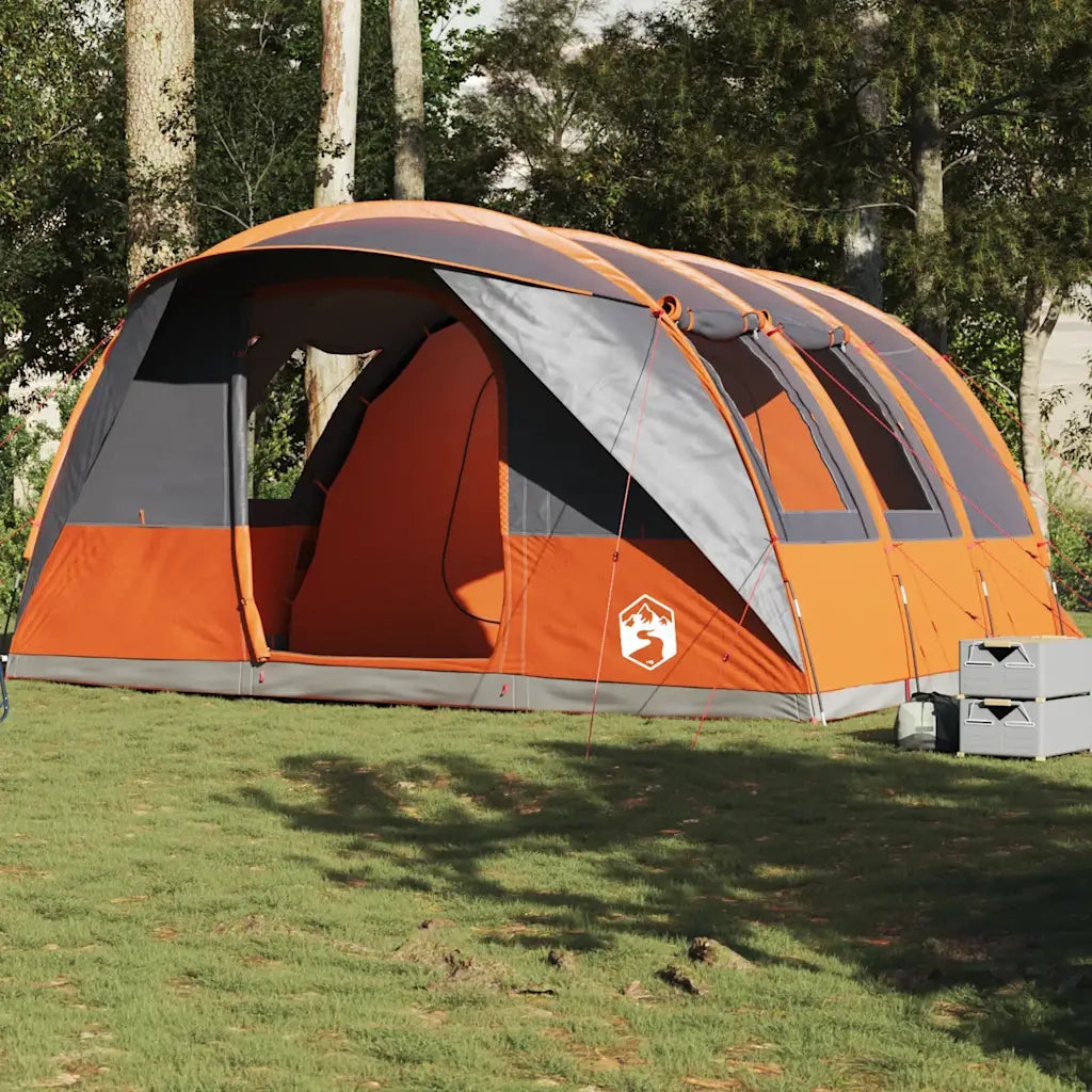 Tenda da Campeggio a Tunnel per 5 Persone-Tenda per Escursionismo Grigio e Arancione 521028