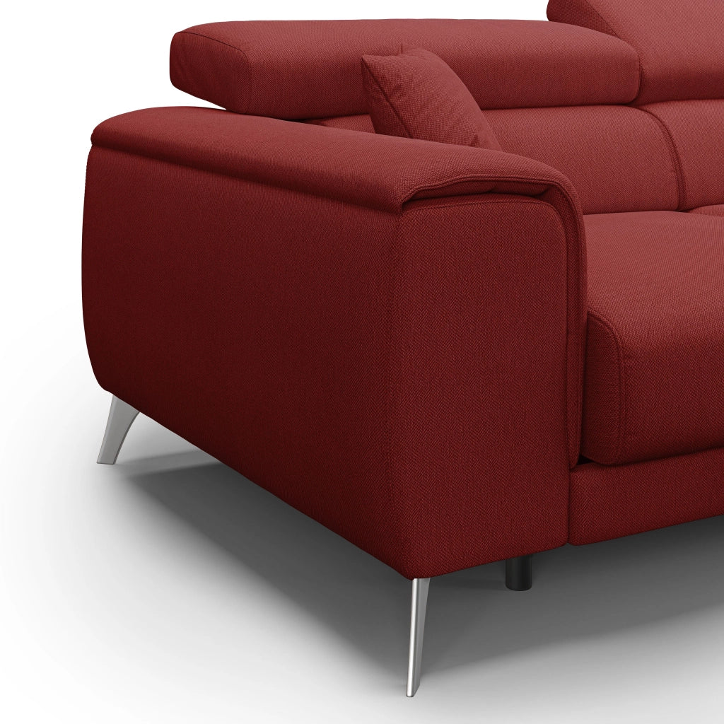 Fusion Divano angolare con sedute scorrevoli in tessuto morbido smacchiabile T05 260 cm Sinistro rosso