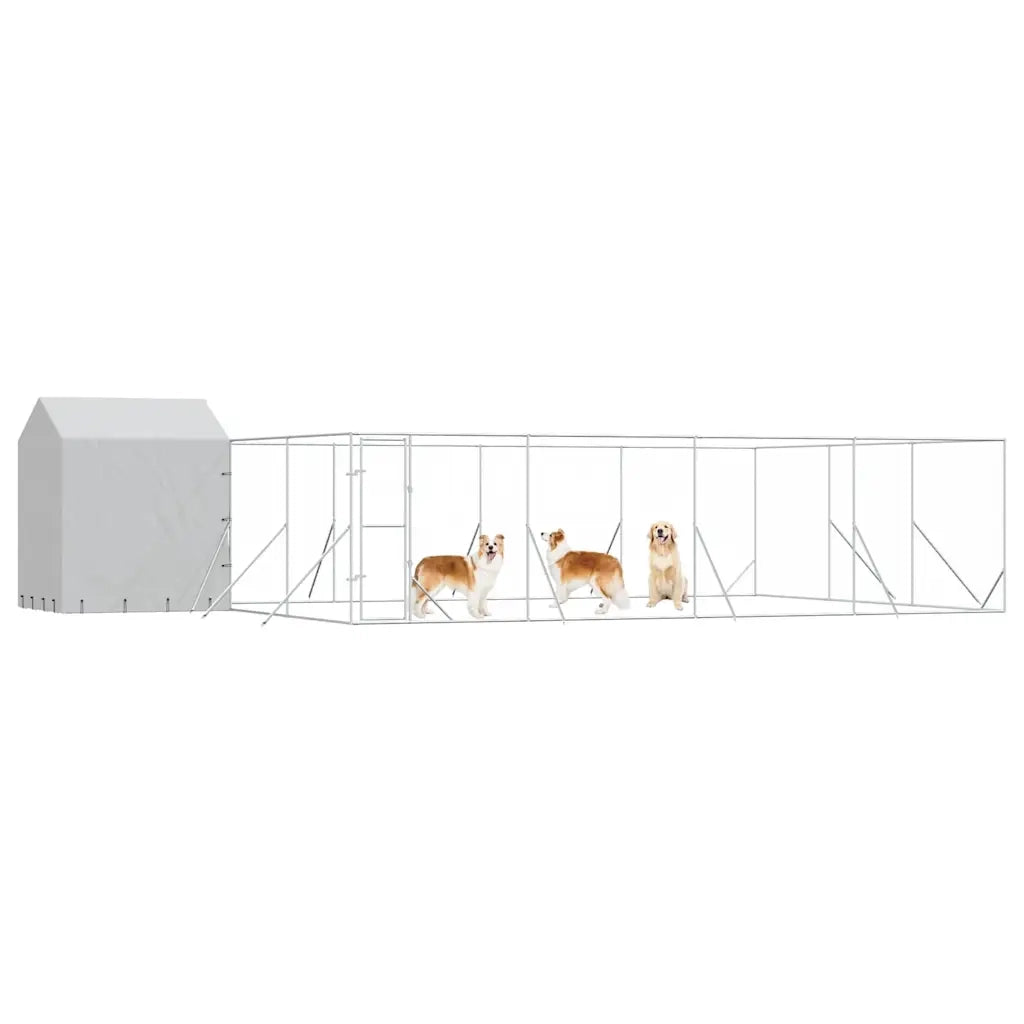 Cuccia Cani da Esterno Tetto Argento 10x6x2,5 m Acciaio Zincato 3190480
