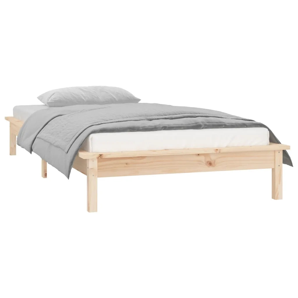Giroletto con LED-Struttura Letto 90x190 cm Single in Legno Massello 193590