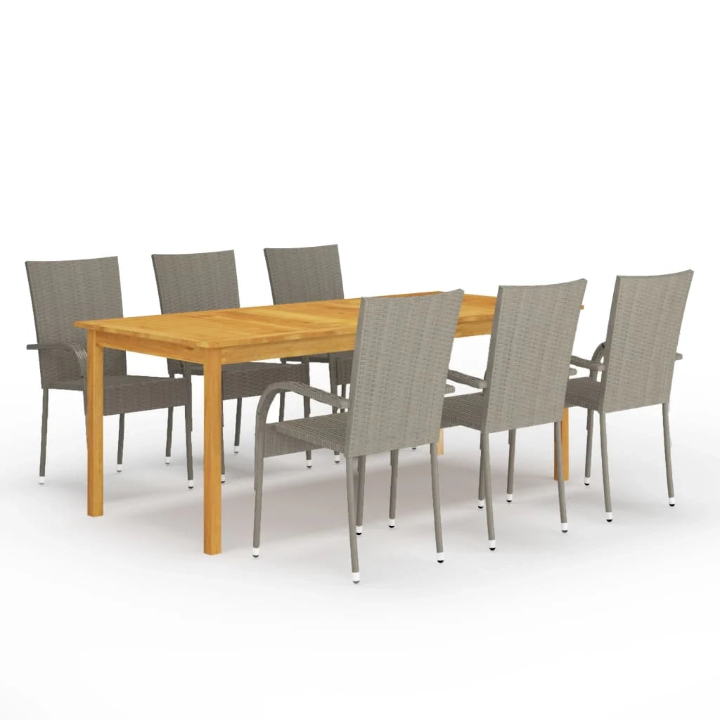 Set da pranzo da giardino per esterni 7 pezzi mobili grigi 02_0013952