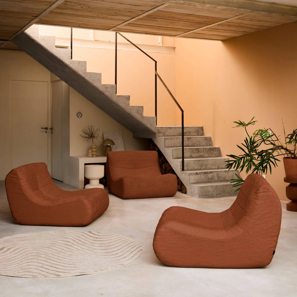 Divano modulare velluto, 3 posti, terracotta