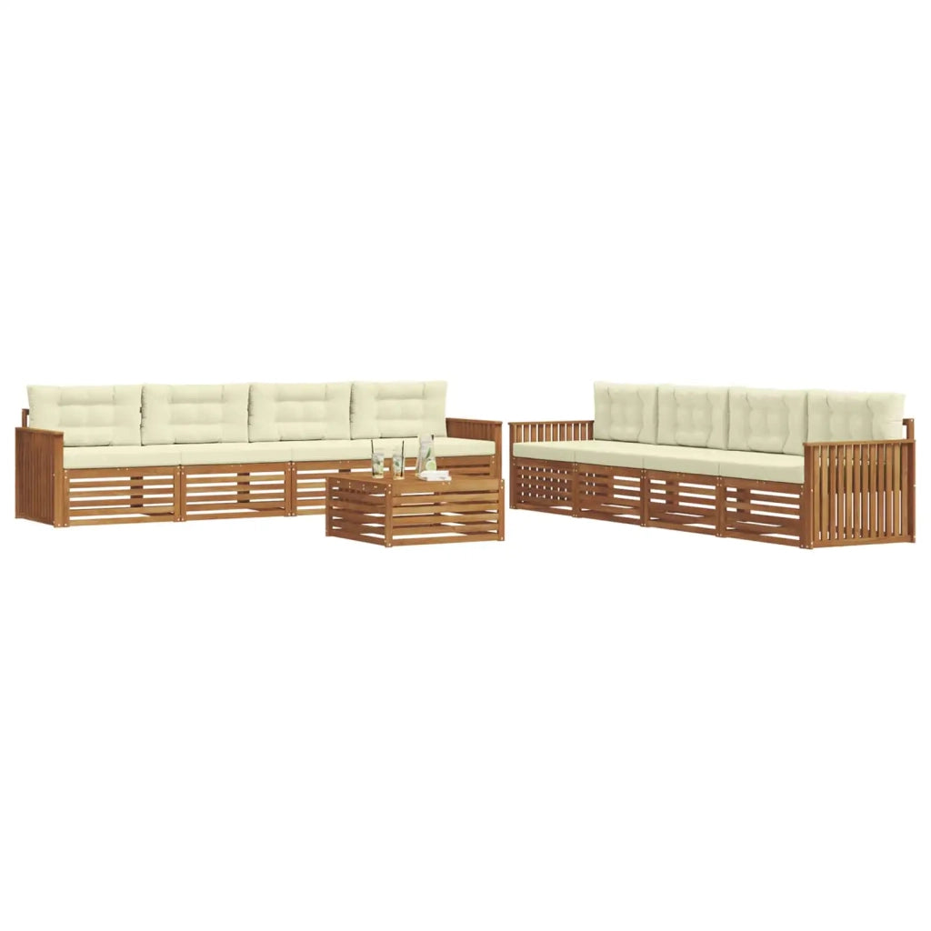 Set di divani da esterno con cuscino 9 pcs Naturale e Crema 3373215
