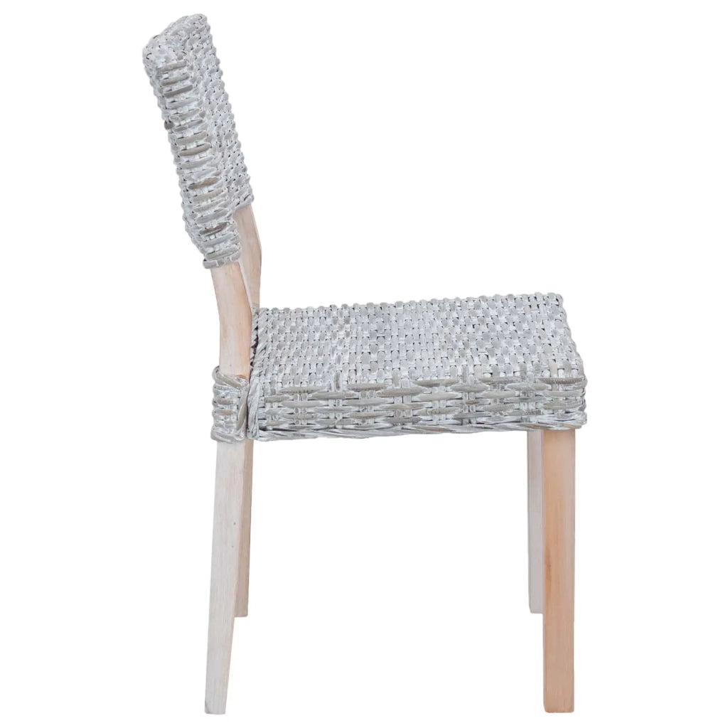 Sedia da pranzo 2 pcs Bianco Lavato 46 x 55 x 84 cm Rattan Kubu