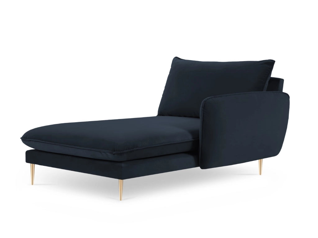 Cosmopolitan Design - Chaise longue destra "Vienna" in velluto blu scuro 