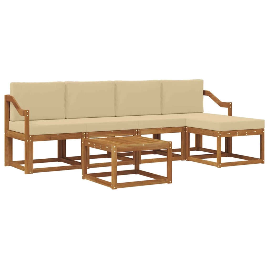 Set di divani da esterno con cuscino 6 pcs Naturale e Beige 3366306