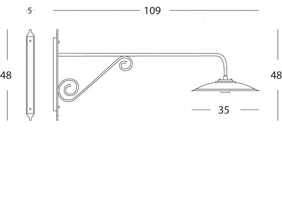 Lampada Applique Grande Colore Grigio per Esterno Linea Piatto Antico Sovil