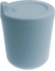 Bicchiere in silicone per bambini, bicchiere con coperchio per bambini, servizio da bambino, blu, bicchiere per neonati e bambini in età prescolare, resistente al lavastoviglie, BPA-free, 170 ml.