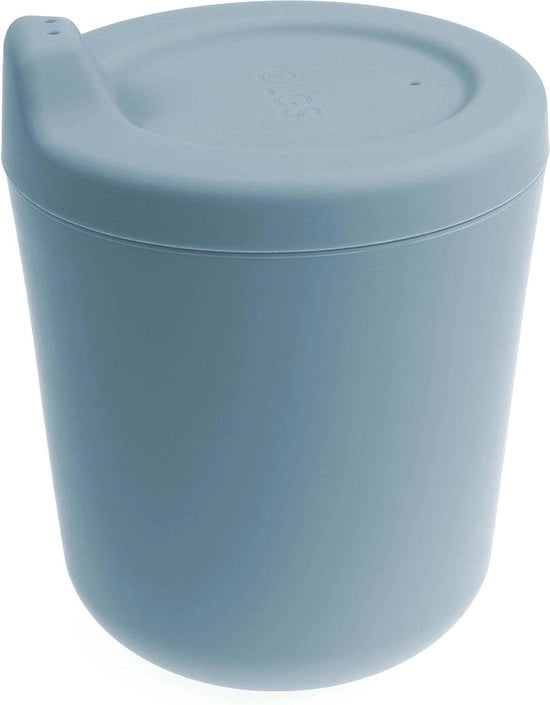 Bicchiere in silicone per bambini, bicchiere con coperchio per bambini, servizio da bambino, blu, bicchiere per neonati e bambini in età prescolare, resistente al lavastoviglie, BPA-free, 170 ml.