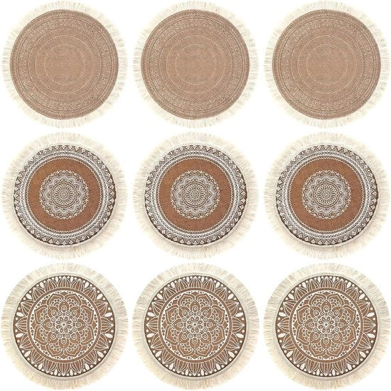 Set di 9 tovagliette a maglia tondo - set di tavola termoresistente - tovagliette lavabili - decorazione da tavola per cucina e sala da pranzo - 38 cm

o 38 cm