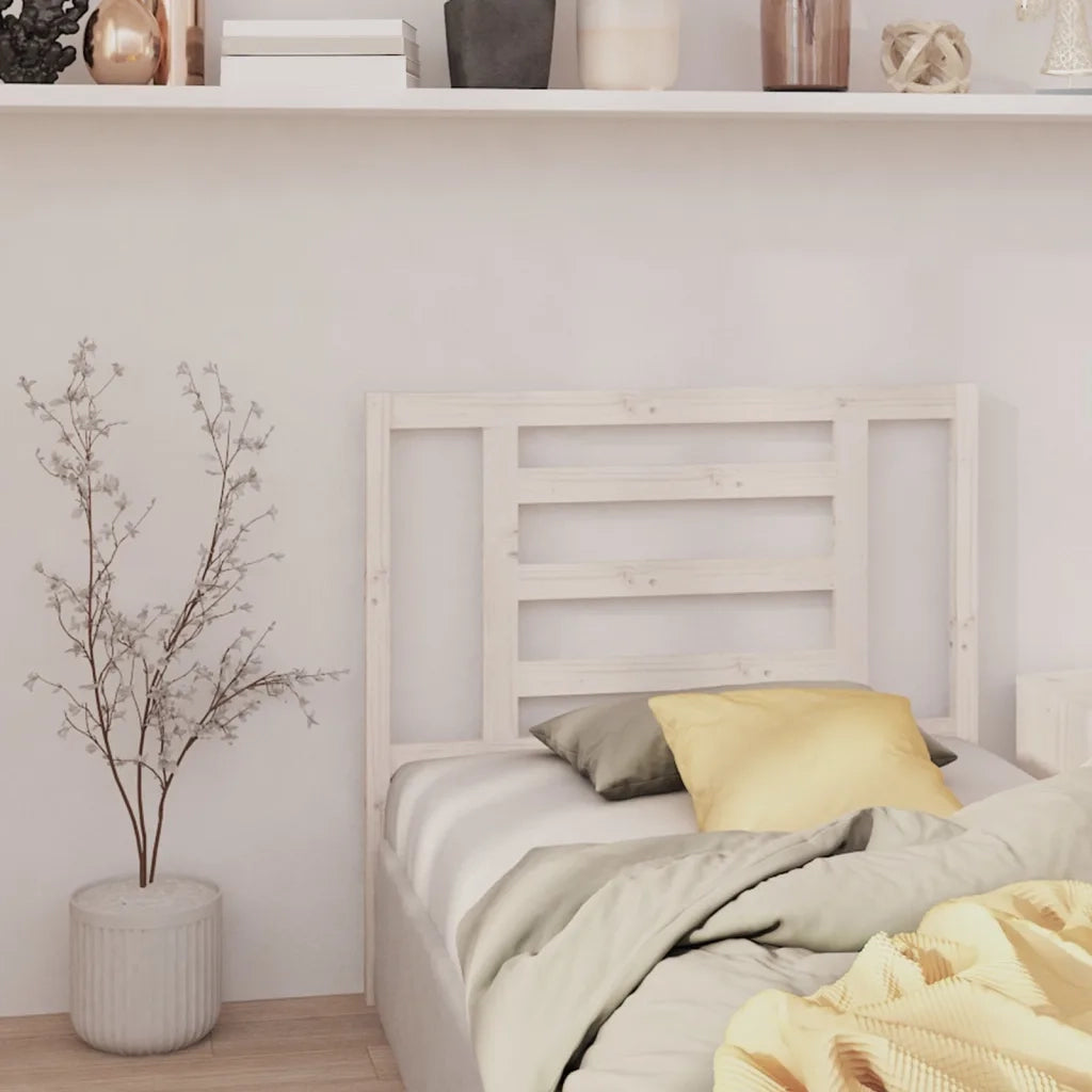Testiera per Letto Bianca 96x4x100 cm in Legno Massello di Pino 818801