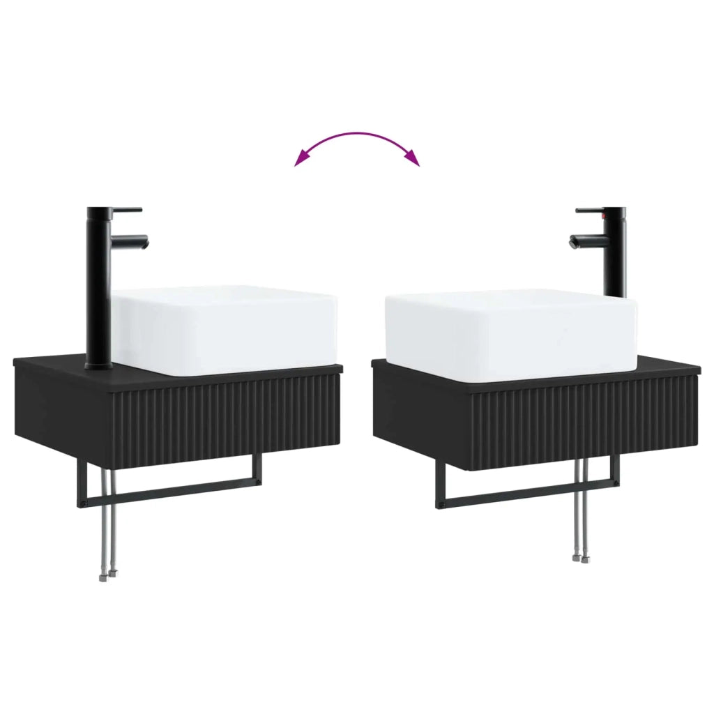 Lavabo da Parete Nero 50 x 41 x 39 cm Legno ingegnerizzato 890189