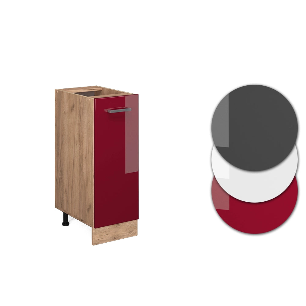 Armadio cucina dispensa alto R-Line Rosso lucido/Rovere dorato 30 cm senza piano di lavoro Vicco