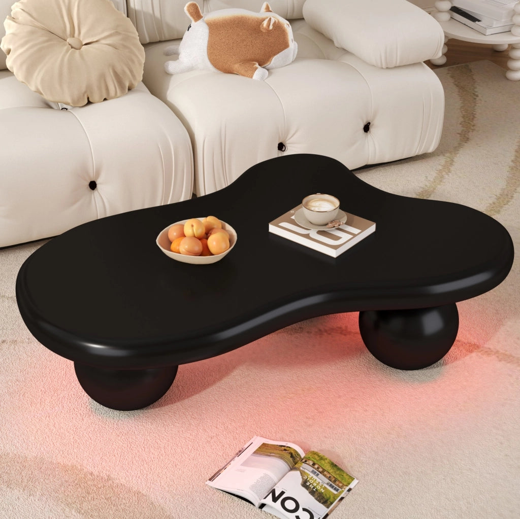 Tavolino da caffè a nuvola nero con LED multicolore