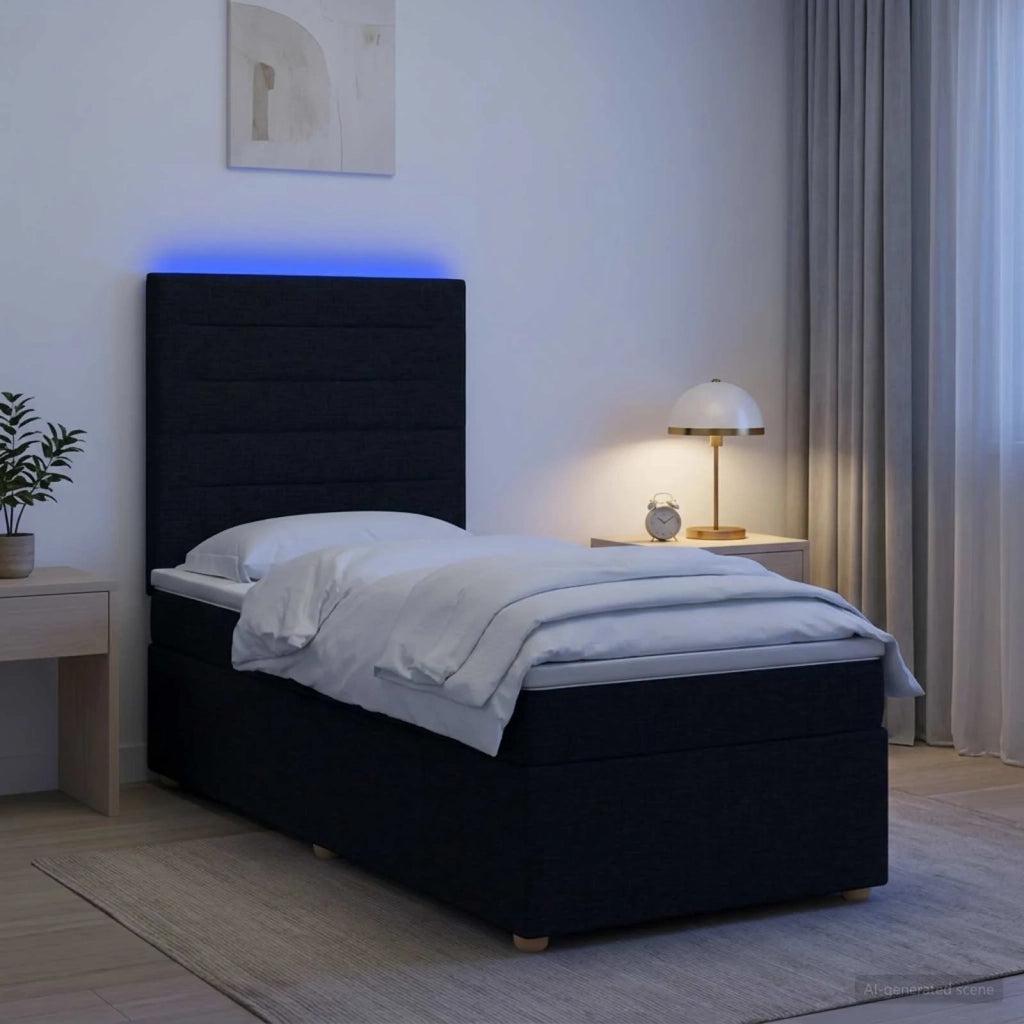 Letto box spring con materasso Nero 100 x 200 cm Tessuto 3455275