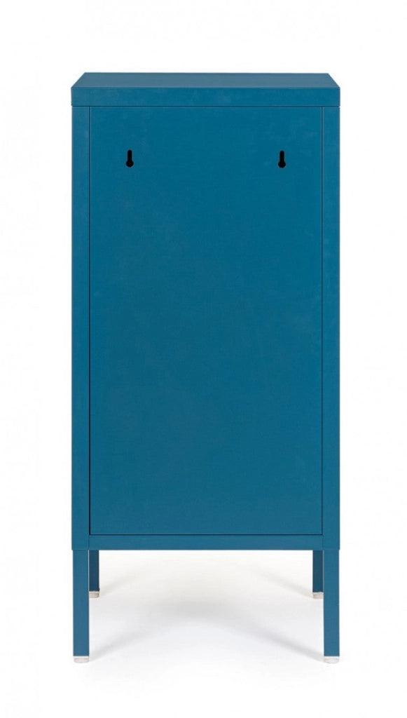 Comodino 1 Anta 40x35x76 cm Cambridge in Acciaio Blu
