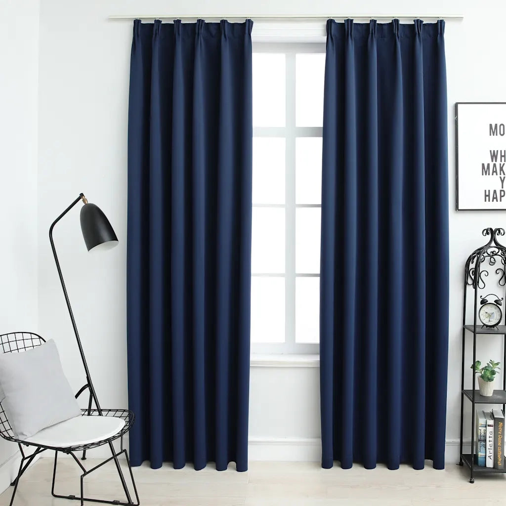 Tende Oscuranti | Tende Blackout con Ganci 2 pz Blue 140x175 cm