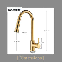 JANA | Rubinetto da cucina estraibile Premium in acciaio inox oro lucido miscelatore arco alto | gastro alta pressione ruotabile a 360° 2 attacchi