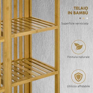 Armadio Aperto 2 Ante Scorrevoli Appendiabiti e Ripiani 145x35x165 cm in Bambù