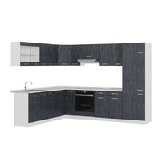 Cucina angolare completa R-Line Calce nera/Bianco 287 x 227 cm senza piano di lavoro Vicco