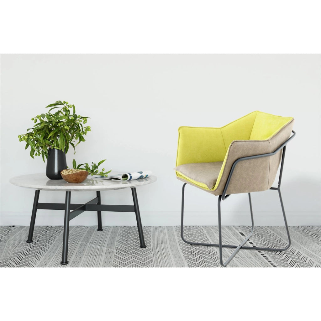Sedia Lounge Marietta 100 in Ecopelle Bicolore Verde e Taupe